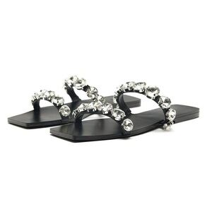 Zara Rhinestone Gem Slide Sandals